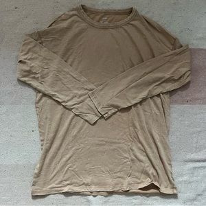 tan long sleeve oversize boyfriend tee from aerie